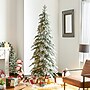 Glitzhome 7.5ft Pre-Lit Flocked Pencil Spruce Artificial Christmas Tree with 350 Warm White Lights~#|#~sp187250157_sc7
