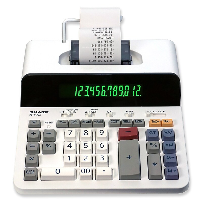 Sharp ELT3301 12-Digit Thermal Printing Calculator, Off-White image 1