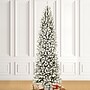 Glitzhome 9ft Pre-Lit Flocked Pencil Fir Artificial Christmas Tree with 600 Warm White Lights (2004900026)~#|#~sp187527102_sc7