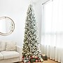 Glitzhome 9ft Pre-Lit Flocked Pencil Fir Artificial Christmas Tree with 600 Warm White Lights (2004900026)~#|#~sp187527119_sc7