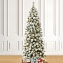 Glitzhome 7.5ft Pre-Lit Flocked Pencil Pine Artificial Christmas Tree with 350 Warm White Lights2004900019~#|#~sp187531118_sc7