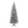 Glitzhome 7.5ft Pre-Lit Flocked Pine Artificial Christmas Pencil Tree, Green (2004900018)~#|#~sp187542274_sc7