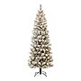 Glitzhome 7.5ft Pre-Lit Flocked Pine Artificial Christmas Pencil Tree, Green (2004900018)~#|#~sp187542292_sc7