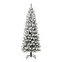 Glitzhome 7.5ft Pre-Lit Flocked Pine Artificial Christmas Pencil Tree, Green (2004900018)~#|#~sp187542293_sc7