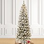 Glitzhome 7.5ft Pre-Lit Flocked Pine Artificial Christmas Pencil Tree, Green (2004900018)~#|#~sp187542328_sc7