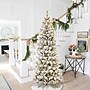 Glitzhome 7.5ft Pre-Lit Flocked Pine Artificial Christmas Pencil Tree, Green (2004900018)~#|#~sp187542332_sc7