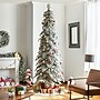 Glitzhome 9ft Pre-Lit Flocked Pencil Spruce Artificial Christmas Tree with 470 Warm White Lights (2014600094)~#|#~sp187566686_sc7