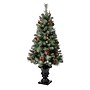Glitzhome 4ft Flocked Christmas Tree With 100 Warm White Light, Pinecone and Berries (2014600009)~#|#~sp187591919_sc7