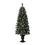 Glitzhome 5ft Pre-Lit Flocked Pine Artificial Christmas Porch Tree with 130 Warm White Lights (2004900004)~#|#~sp187592136_sc7