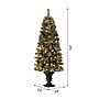 Glitzhome 5ft Pre-Lit Flocked Pine Artificial Christmas Porch Tree with 130 Warm White Lights (2004900004)~#|#~sp187592139_sc7