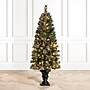 Glitzhome 5ft Pre-Lit Flocked Pine Artificial Christmas Porch Tree with 130 Warm White Lights (2004900004)~#|#~sp187592141_sc7