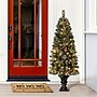 Glitzhome 5ft Pre-Lit Flocked Pine Artificial Christmas Porch Tree with 130 Warm White Lights (2004900004)~#|#~sp187592142_sc7