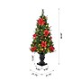 Glitzhome 4ft Pre-Lit Pine Artificial Christmas Porch Tree with 100 Warm White Lights, Poinsettia and Red Berries (2030800001)~#|#~sp187592228_sc7