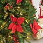 Glitzhome 4ft Pre-Lit Pine Artificial Christmas Porch Tree with 100 Warm White Lights, Poinsettia and Red Berries (2030800001)~#|#~sp187592232_sc7