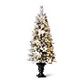 Glitzhome 5ft Pre-Lit Flocked Pine Artificial Christmas Porch Tree with 150 Warm White Lights and Poinsettia (2004900034)~#|#~sp187592314_sc7