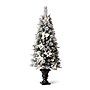 Glitzhome 5ft Pre-Lit Flocked Pine Artificial Christmas Porch Tree with 150 Warm White Lights and Poinsettia (2004900034)~#|#~sp187592315_sc7