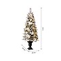 Glitzhome 5ft Pre-Lit Flocked Pine Artificial Christmas Porch Tree with 150 Warm White Lights and Poinsettia (2004900034)~#|#~sp187592318_sc7