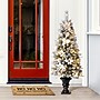 Glitzhome 5ft Pre-Lit Flocked Pine Artificial Christmas Porch Tree with 150 Warm White Lights and Poinsettia (2004900034)~#|#~sp187592320_sc7
