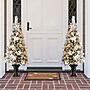 Glitzhome 5ft Pre-Lit Flocked Pine Artificial Christmas Porch Tree with 150 Warm White Lights and Poinsettia (2004900034)~#|#~sp187592321_sc7