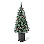 Glitzhome 4ft Pre-Lit Pine Artificial Christmas Porch Tree with 80 Warm White Lights, Pinecones and Red Berries (2030800003)~#|#~sp187592389_sc7