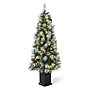 Glitzhome 5ft Pre-Lit Pine Artificial Christmas Porch Tree with 150 Warm White Lights, Pinecones and Red Berries (2030800004)~#|#~sp187592416_sc7