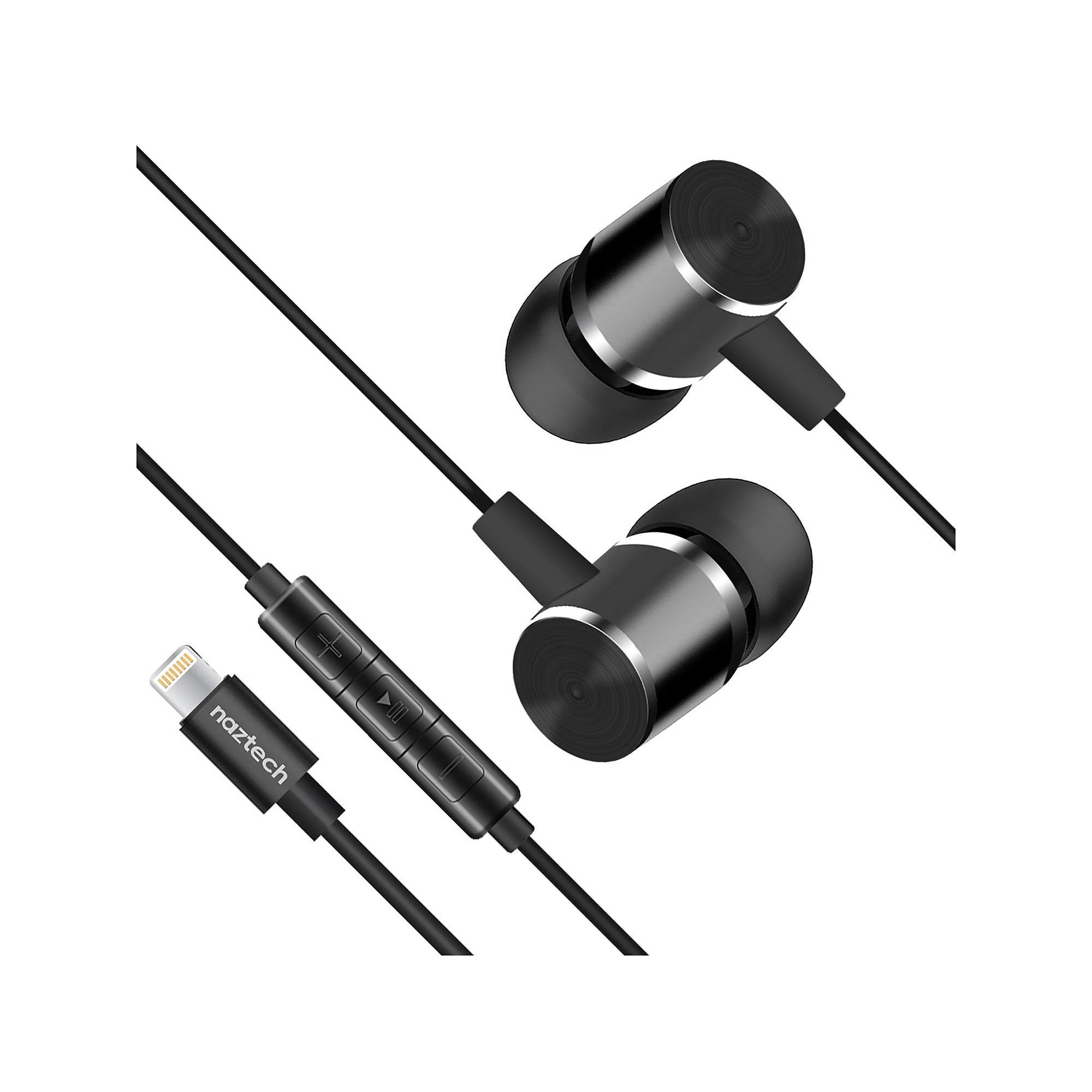 Naztech Platinum MFi Lightning Earbuds, Black (14203) Sansujyuku sansujyuku.com