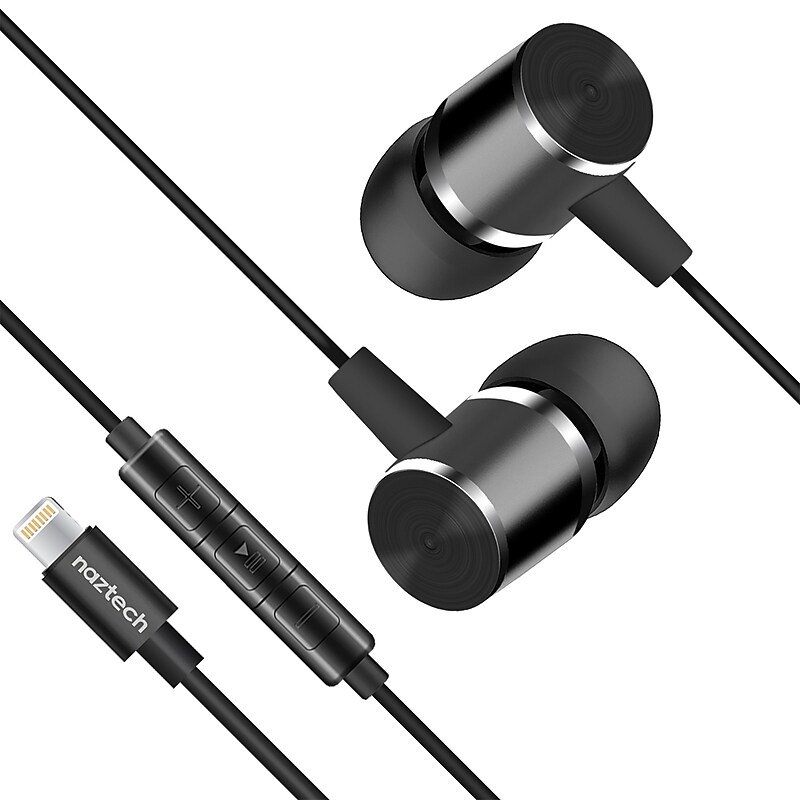 Naztech Platinum MFi Lightning Earbuds, Black (14203) image 1