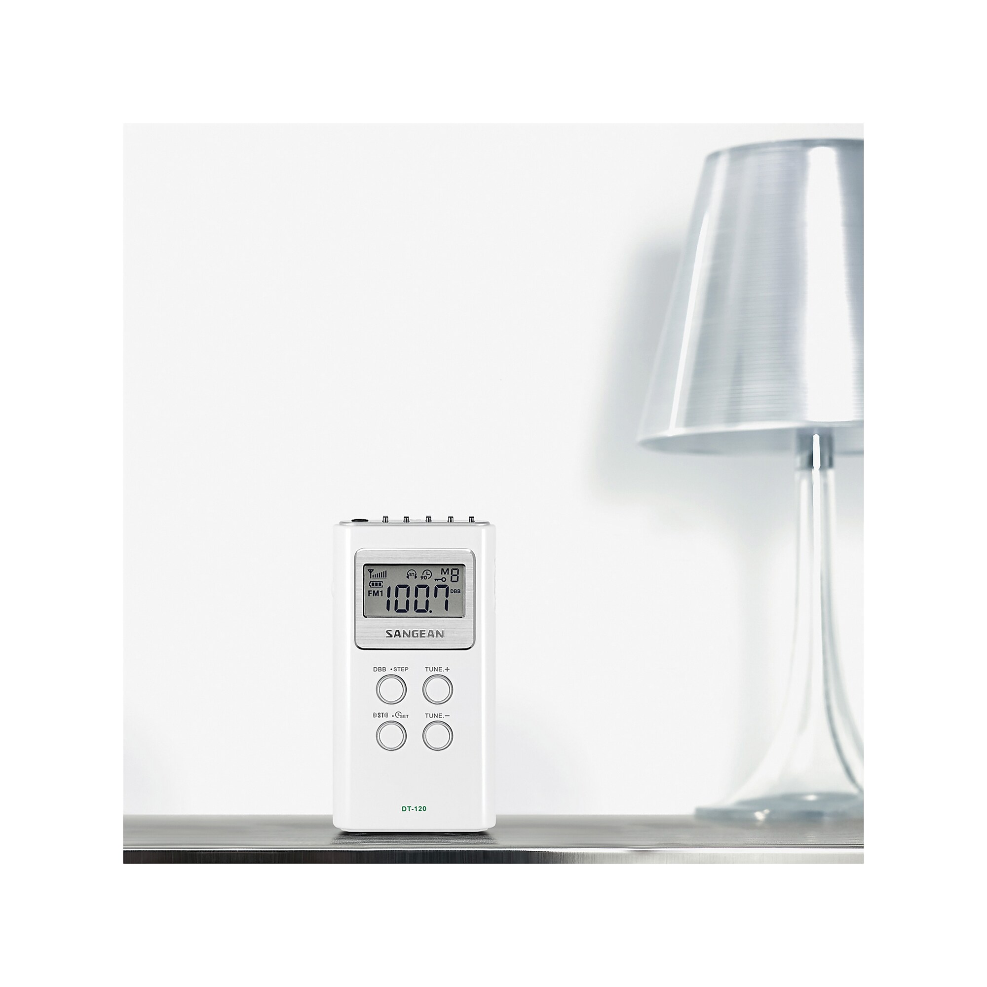 Sangean Portable Pocket AM/FM Digital Clock Radio, White (DT-120 WHITE) Sansujyuku sansujyuku.com