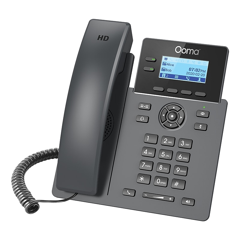 Ooma 2-Line VOIP Phone with Digital Answering, Black (OOMA2602W) image 1