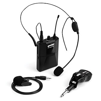 Gemini Wireless Microphone System with Headset Microphone & Lavalier Microphone, Black (GMU-HSL100)