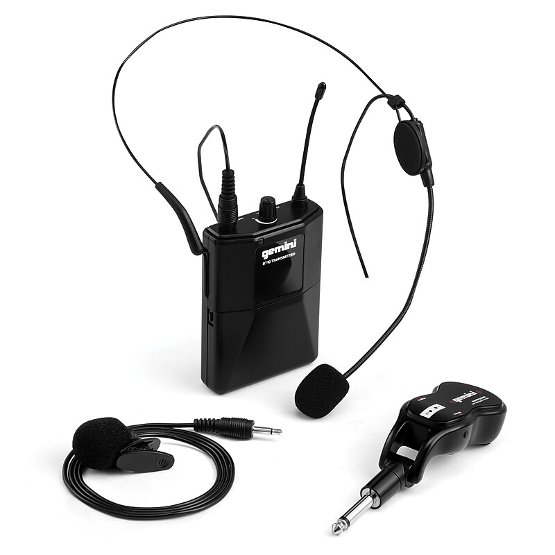 Gemini Wireless Microphone System with Headset Microphone & Lavalier Microphone, Black (GMU-HSL100) image 1