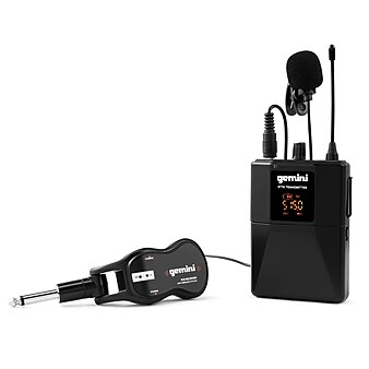 Gemini Wireless Microphone System with Headset Microphone & Lavalier Microphone, Black (GMU-HSL100)