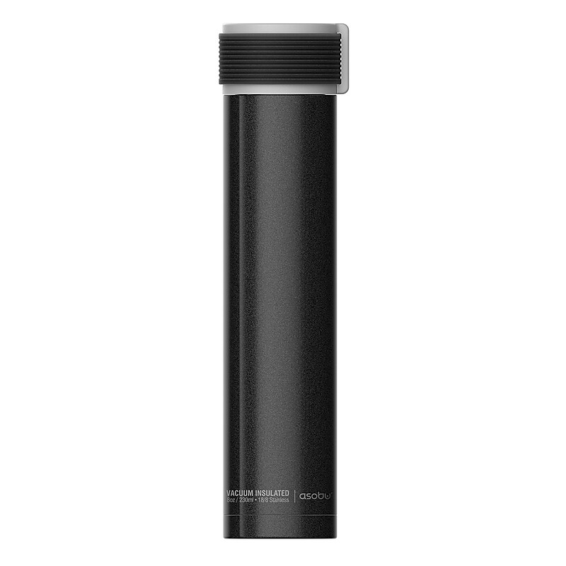 ASOBU Skinny Mini Ultimate Stainless Steel Vacuum Insulated Water Bottle, 8 oz., Black (ADNANASBV20BK) image 1
