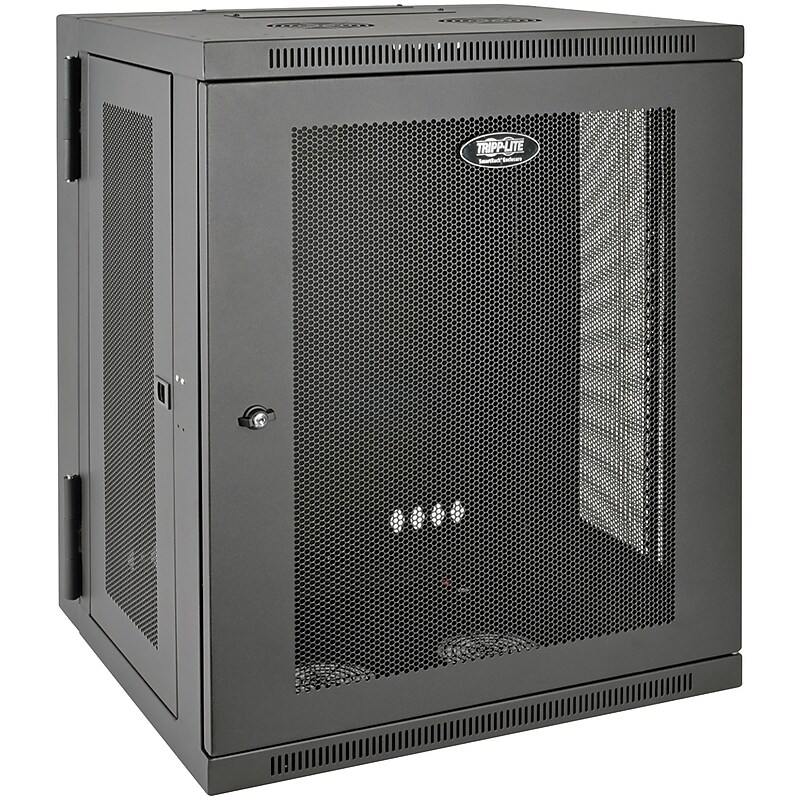 Tripp Lite SmartRack 15U Low-Profile Switch-Depth Wall-Mount Rack Enclosure Cabinet, Black (SRW15US) image 1