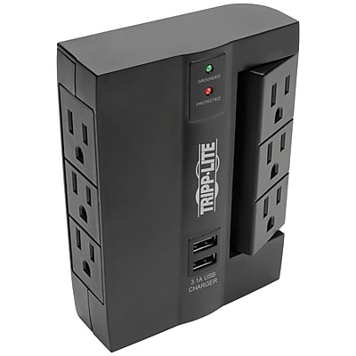 Tripp Lite Protect It! 6-Outlet 2-USB Port Surge Protector with 3 Rotatable Outlets, Black (SWIVEL6USB) Sansujyuku sansujyuku.com
