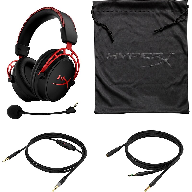 HP HyperX Cloud Alpha Noise Canceling Over-the-Ear Stereo Gaming Headset, 3.5mm, Black/Red (4P5L1AA) image 1