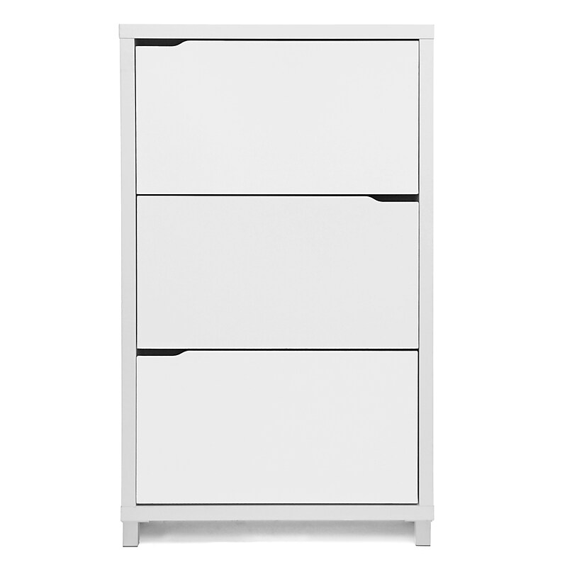 Baxton Studio Simms 3-Door Shoe Storage Cabinet, White (99-4514-HiT) image 1