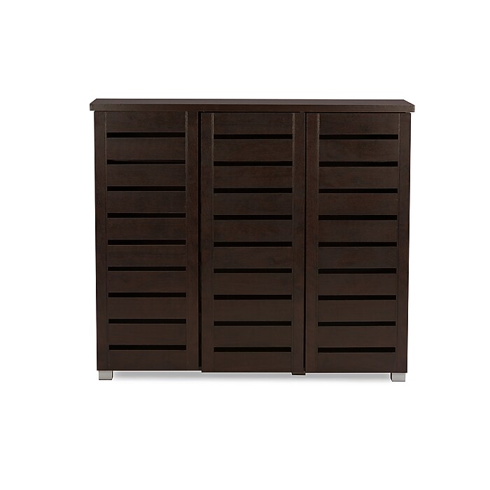 Baxton Studio Adalwin 3-Door Shoe Storage Cabinet, Dark Brown (118