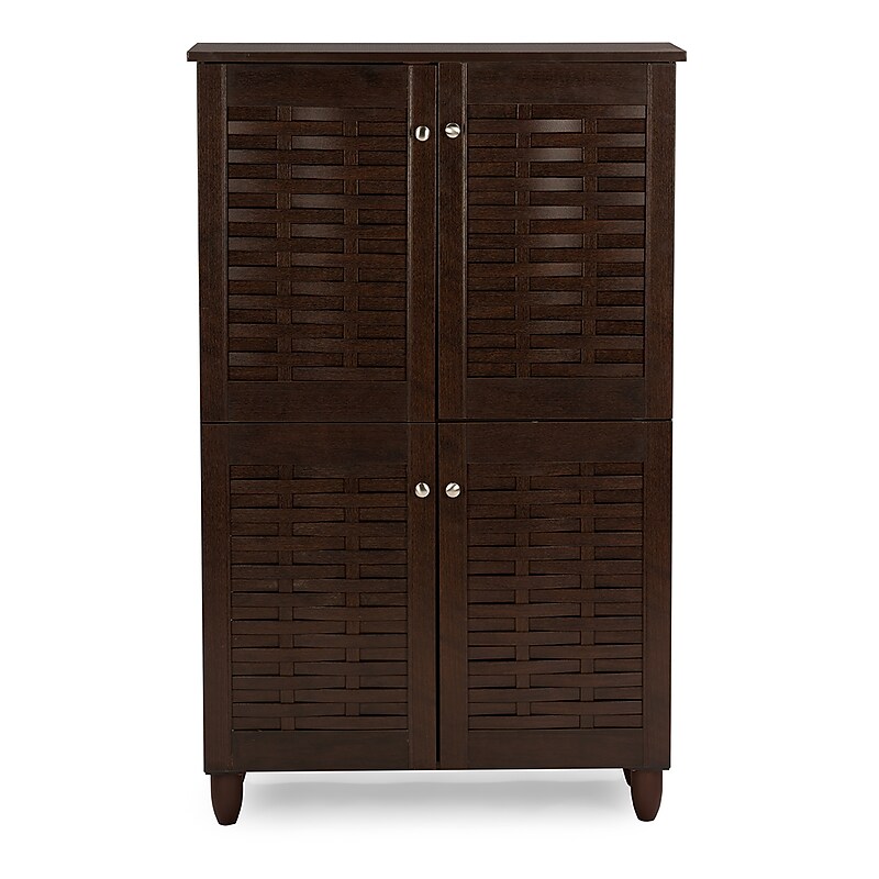 Baxton Studio Winda 4-Door Shoe Storage Cabinet, Dark Brown (118-6515-HiT) image 1