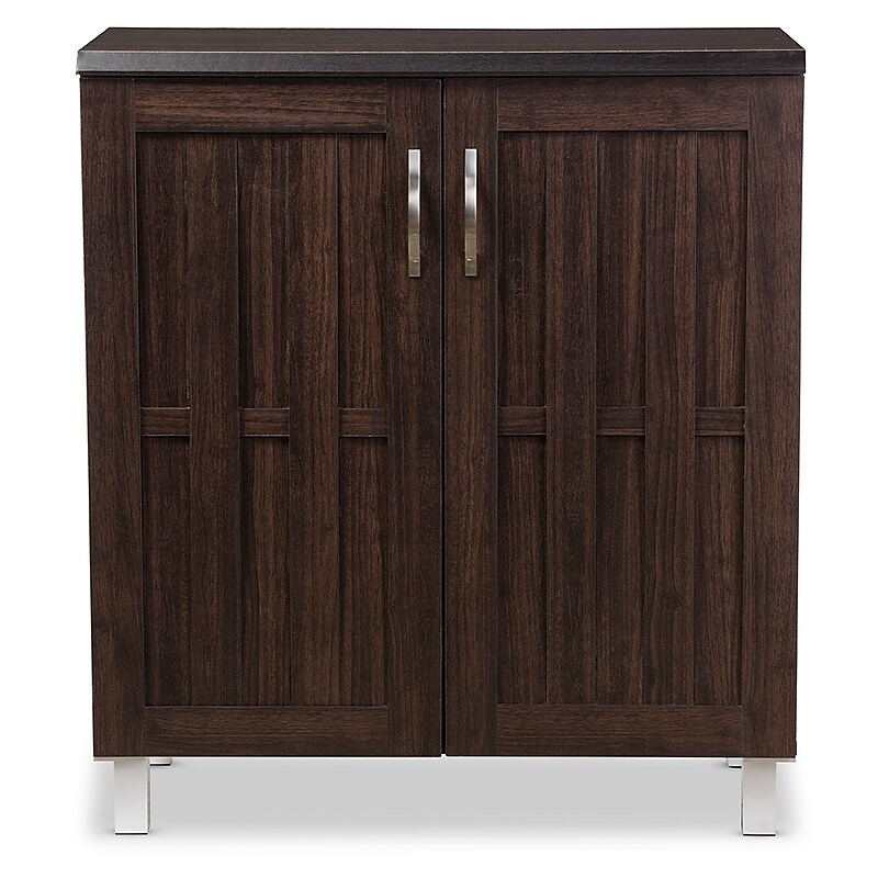 Baxton Studio Excel 35.1" High 2-Shelf Storage Cabinet, Dark Brown (119-6498-HiT) image 1