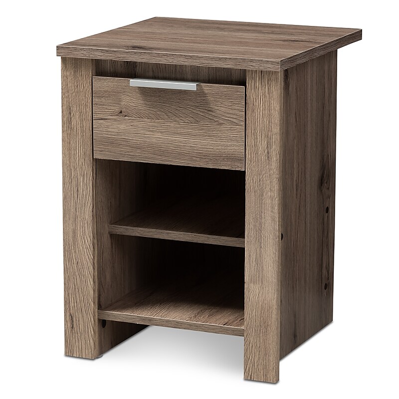 Baxton Studio Laverne 21.65" High 2-Shelf Nightstand, Oak Brown (146-8295-HiT) image 1