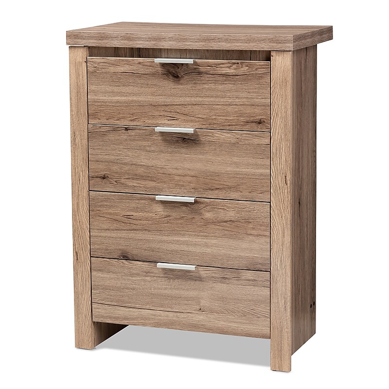 Baxton Studio Laverne 38.19" High 4-Drawer Chest, Oak Brown (146-8296-HiT) image 1