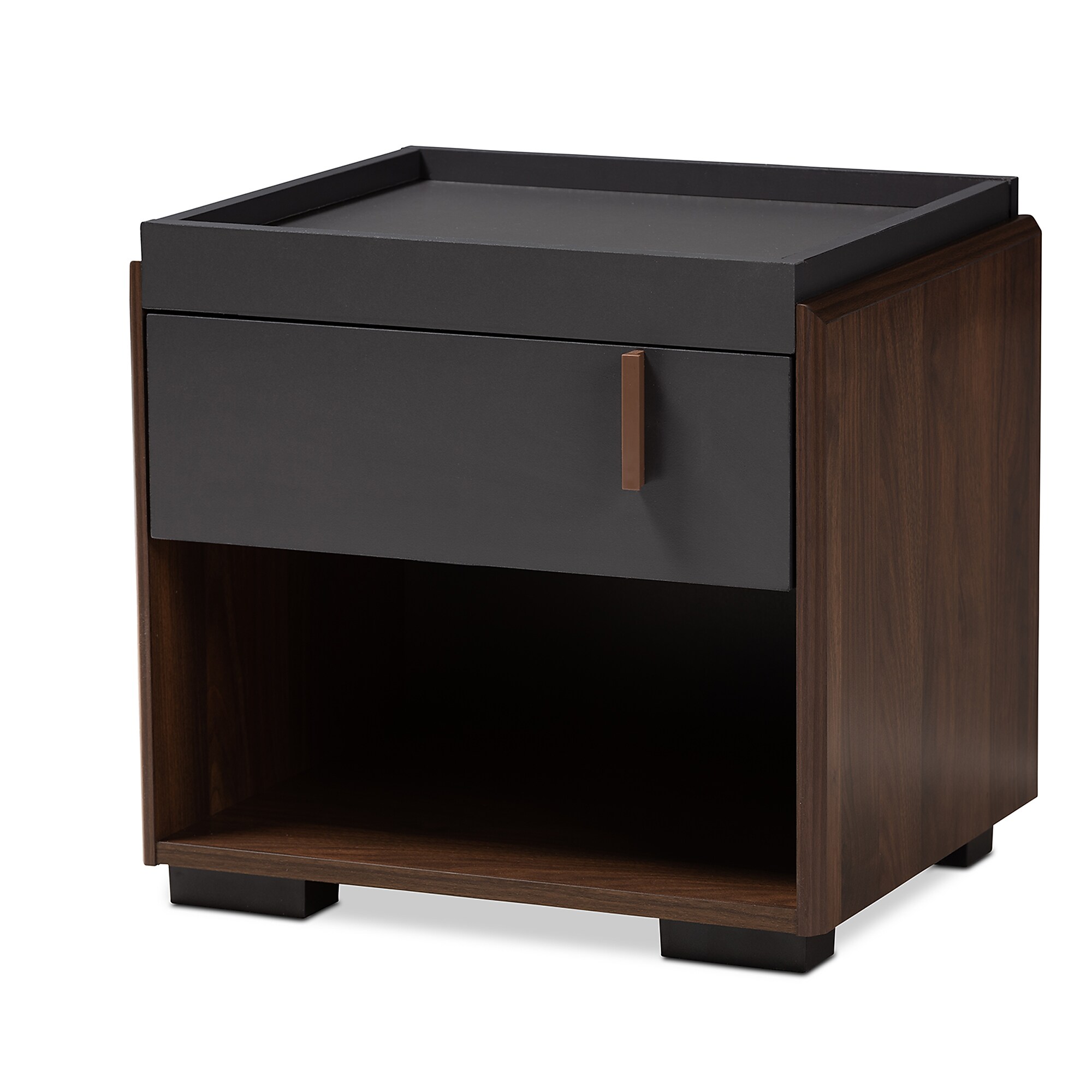Baxton Studio Rikke 17.8″ High 1-Shelf Nightstand, Gray and Walnut (152-9147-HiT) Sansujyuku sansujyuku.com