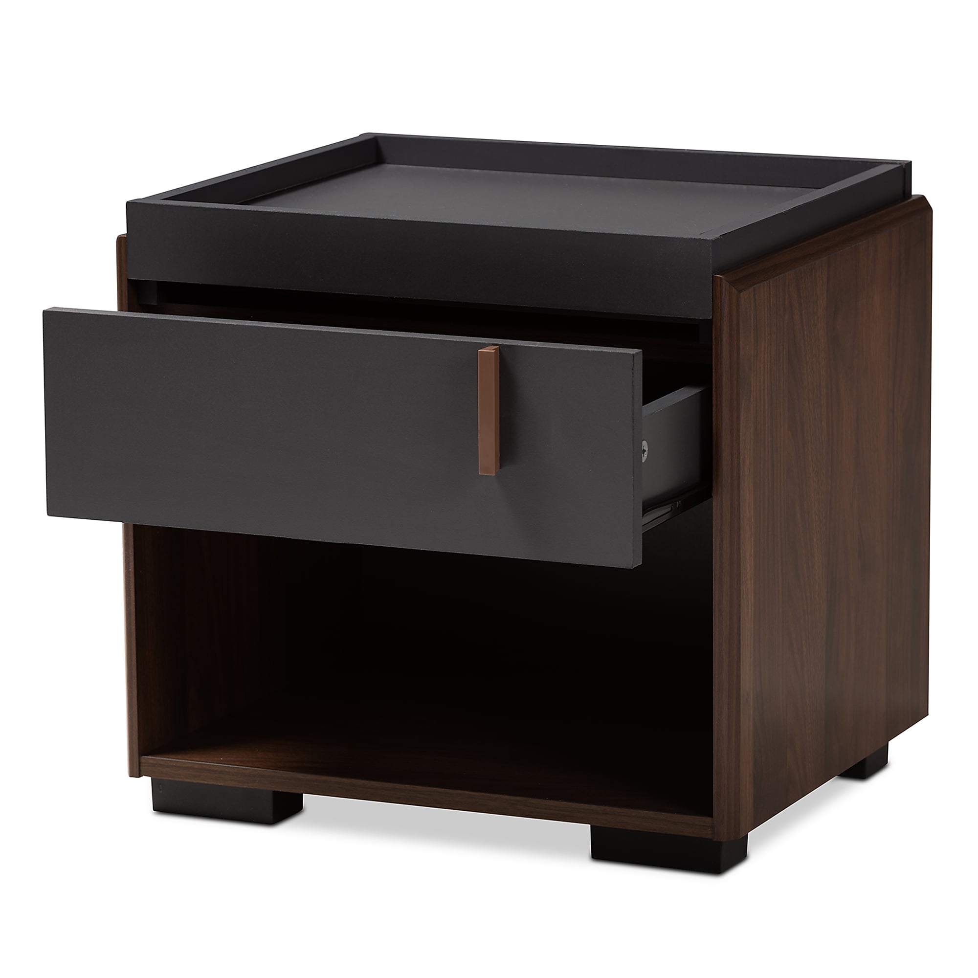 Baxton Studio Rikke 17.8″ High 1-Shelf Nightstand, Gray and Walnut (152-9147-HiT) Sansujyuku sansujyuku.com