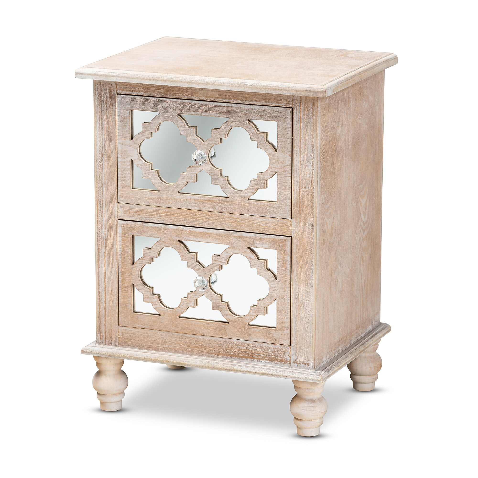 Baxton Studio Celia 26.38″ High 2-Drawer Nightstand, Natural and Mirror (162-10263-HiT) Sansujyuku sansujyuku.com