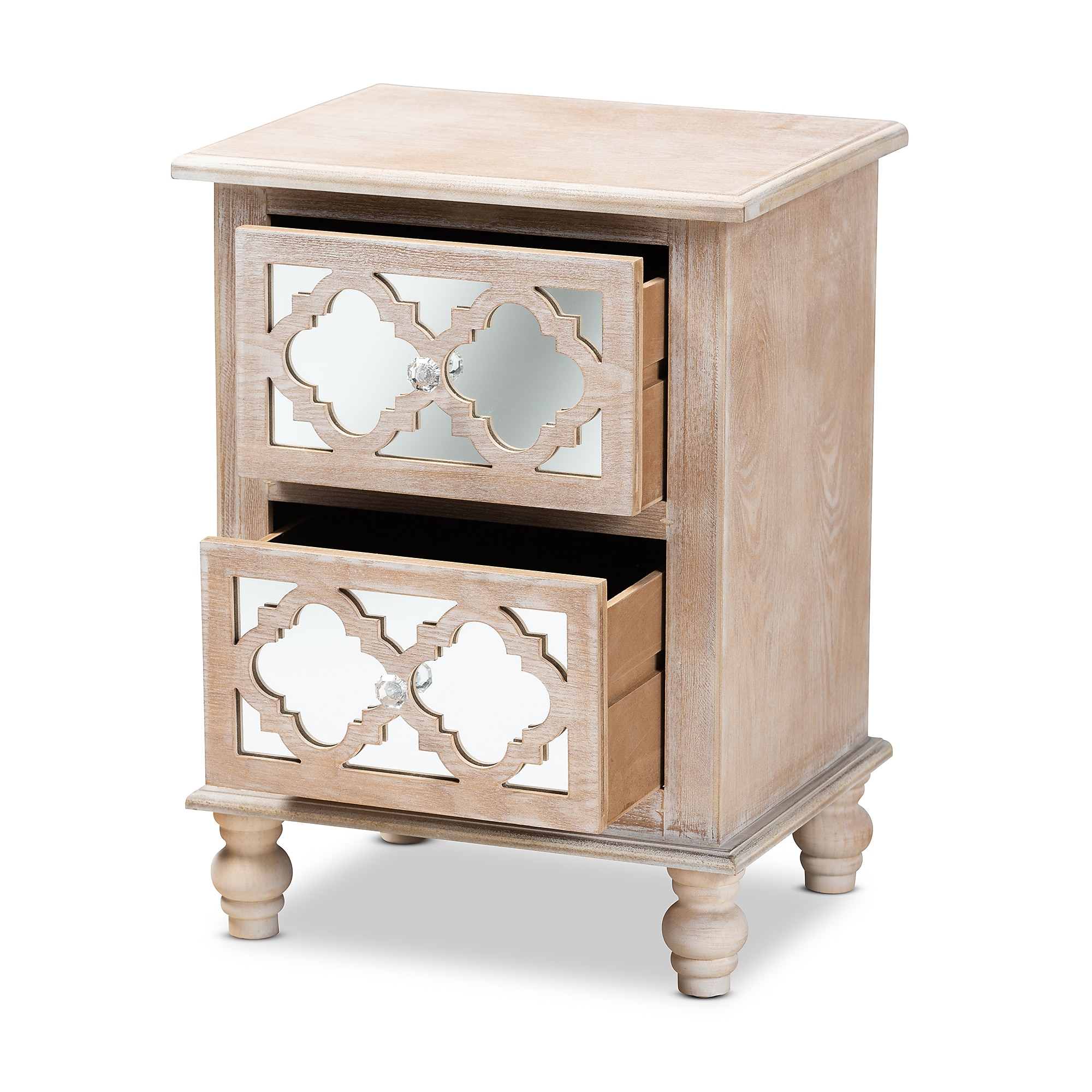 Baxton Studio Celia 26.38″ High 2-Drawer Nightstand, Natural and Mirror (162-10263-HiT) Sansujyuku sansujyuku.com