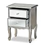 Baxton Studio Leonie 24.21" High 2-Drawer Nightstand, Silver and Mirror (162-10266-HiT)~#|#~sp190526782_sc7