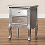 Baxton Studio Leonie 24.21" High 2-Drawer Nightstand, Silver and Mirror (162-10266-HiT)~#|#~sp190526803_sc7
