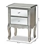 Baxton Studio Leonie 24.21" High 2-Drawer Nightstand, Silver and Mirror (162-10266-HiT)~#|#~sp190527174_sc7