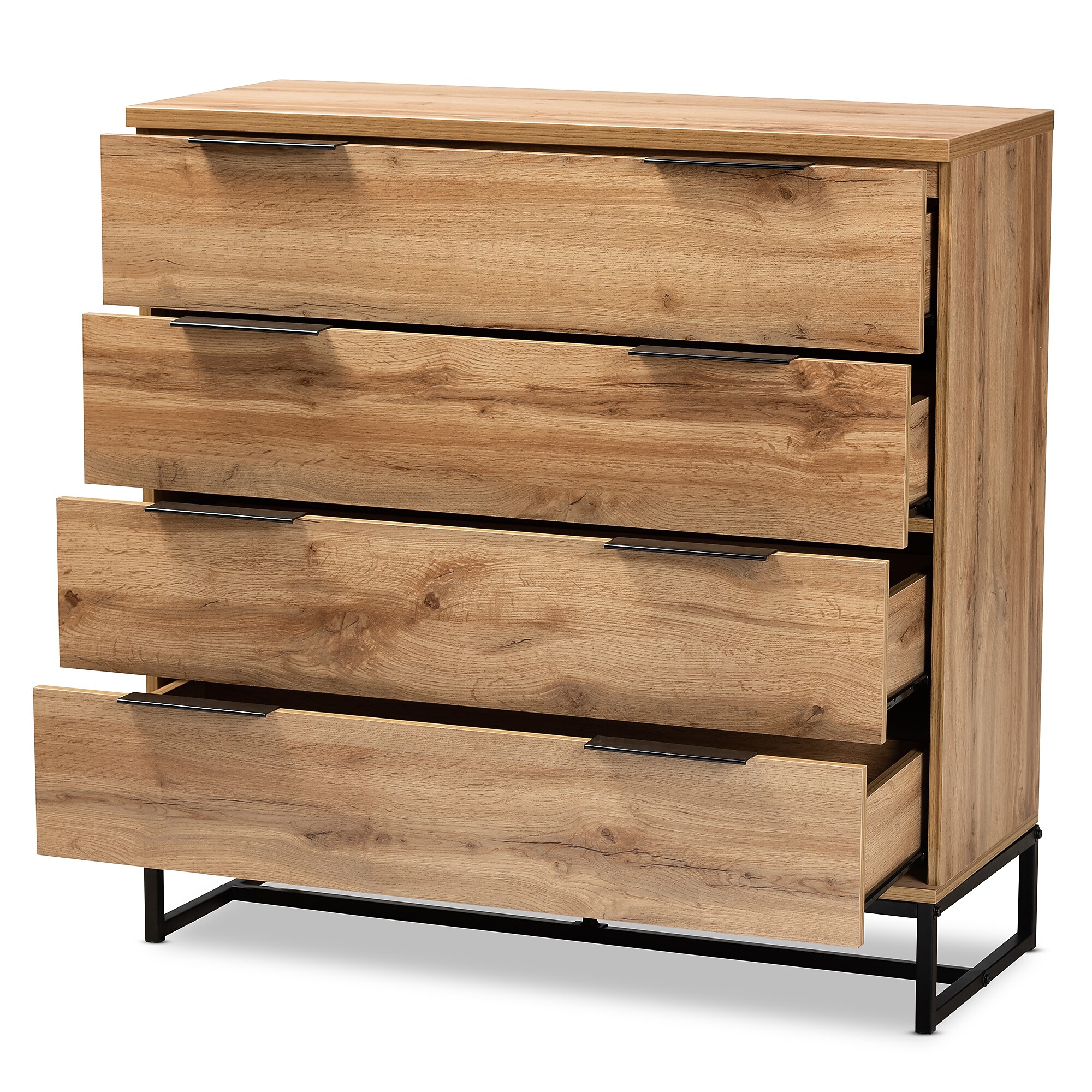 Baxton Studio Reid 38.98″ High 4-Drawer Dresser, Oak and Black (162-10296-HiT) Sansujyuku sansujyuku.com